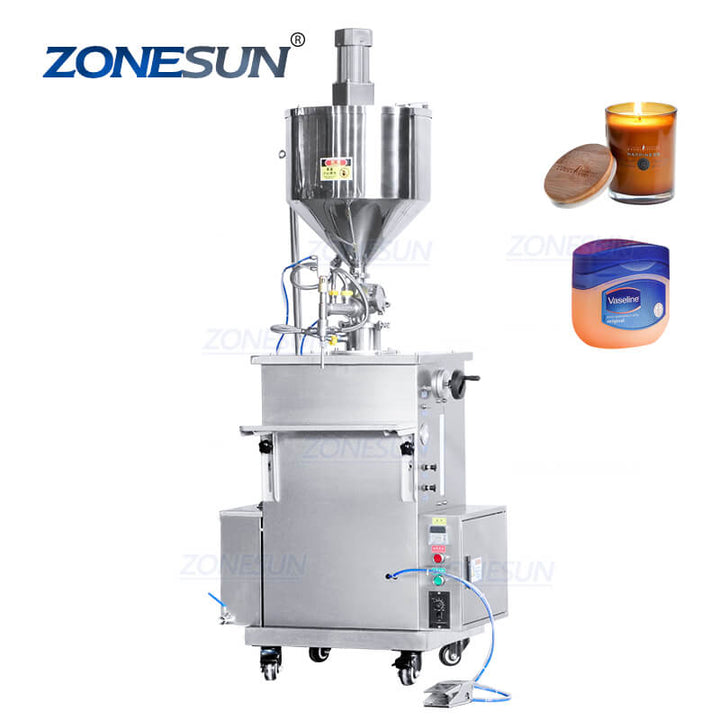 ZS-WCHJ1 semiautomática cera vela agua circulación calefacción temperatura constante salsa botella mezcla máquina de llenado