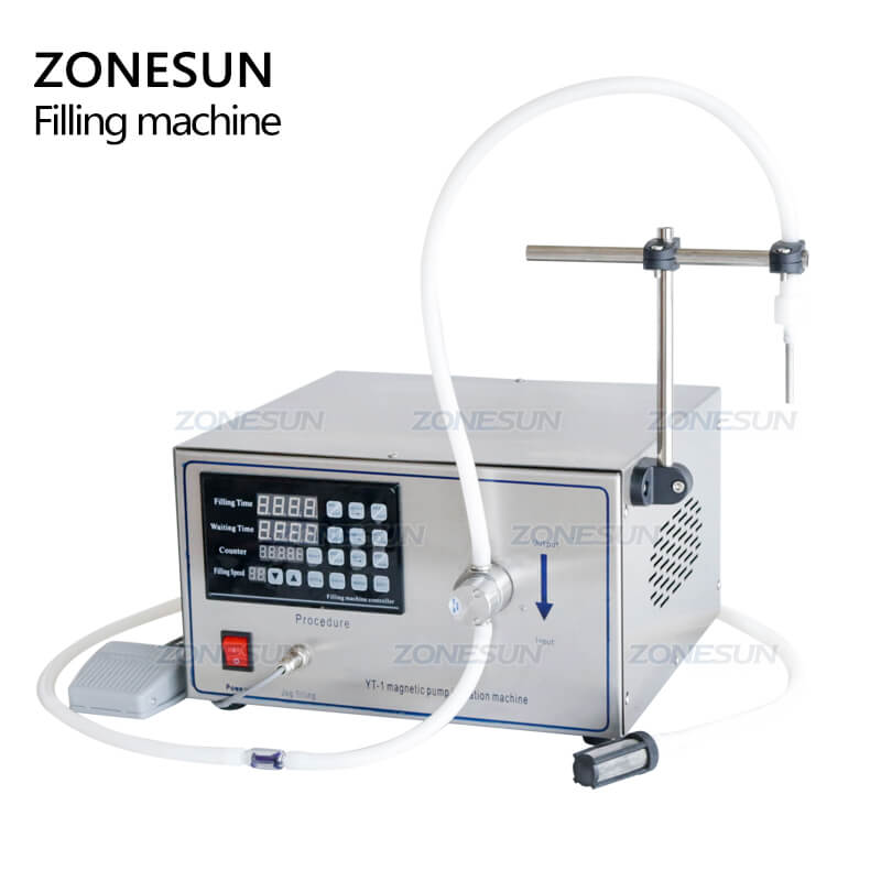 ZS-YG1 Machine de remplissage de liquide de pompe magnétique semi-automatique pour le vin de solvant de jus de parfum d’eau