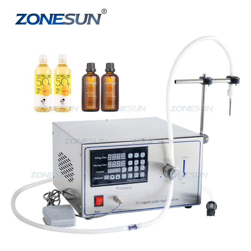 ZS-YG1 Machine de remplissage de liquide de pompe magnétique semi-automatique pour le vin de solvant de jus de parfum d’eau