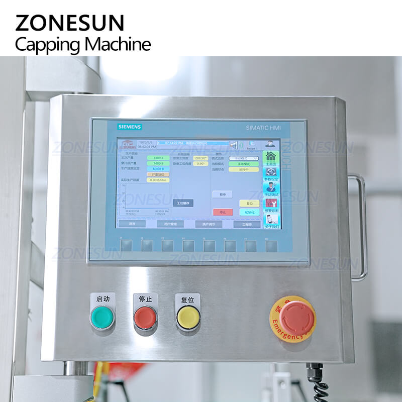 control panel of bottle capping equipment