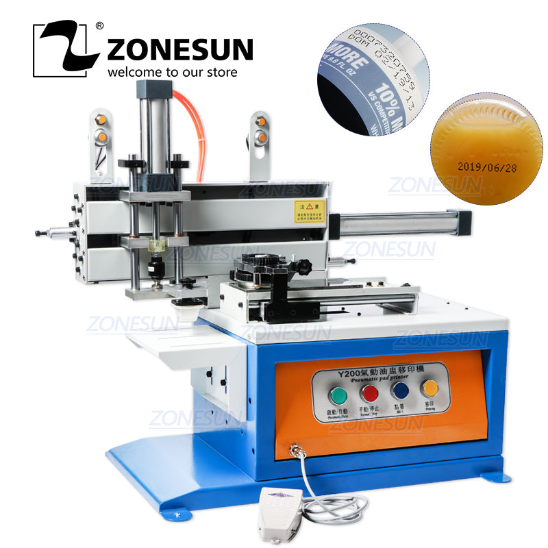 ZONESUN Pneumatic Ink Cup Pad Printing Machine Automatic Date Coding Machine Cosmetic Plastic Caps Cans Bottle Glass Pad Printer - ZONESUN TECHNOLOGY LIMITED