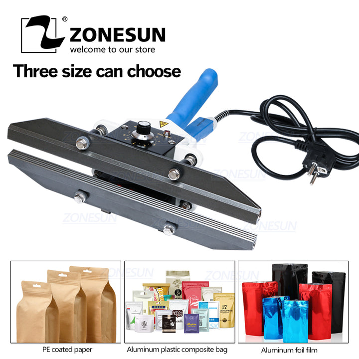 ZONESUN Hand Impulse Sealer Heat Sealing Aluminum Foil Bag Closer Sealer Sealing Machine - ZONESUN TECHNOLOGY LIMITED