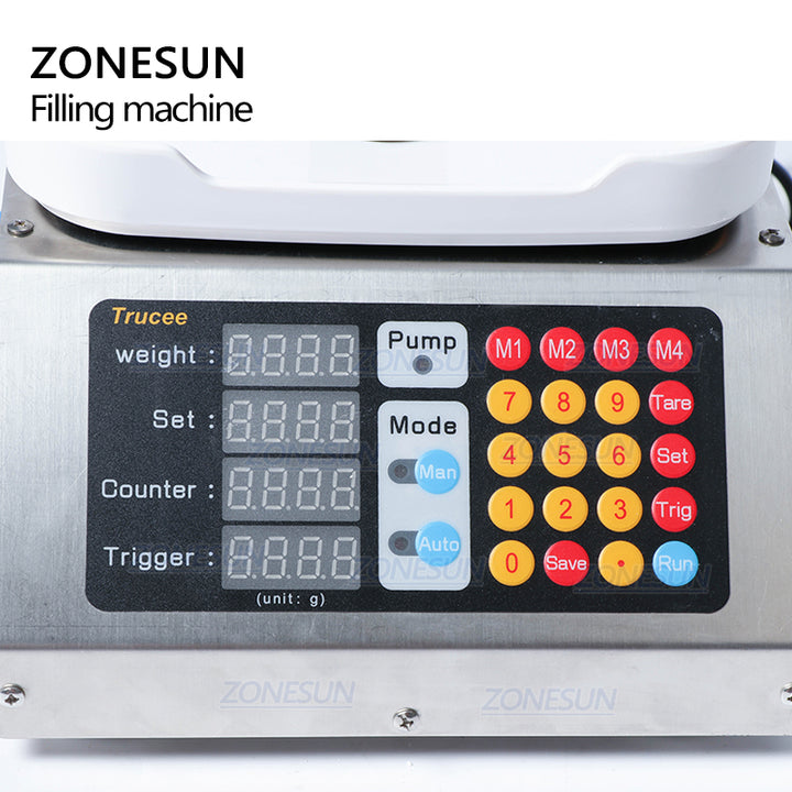 Control panel of 1-50ml semi-auto weighing liquid filling machine