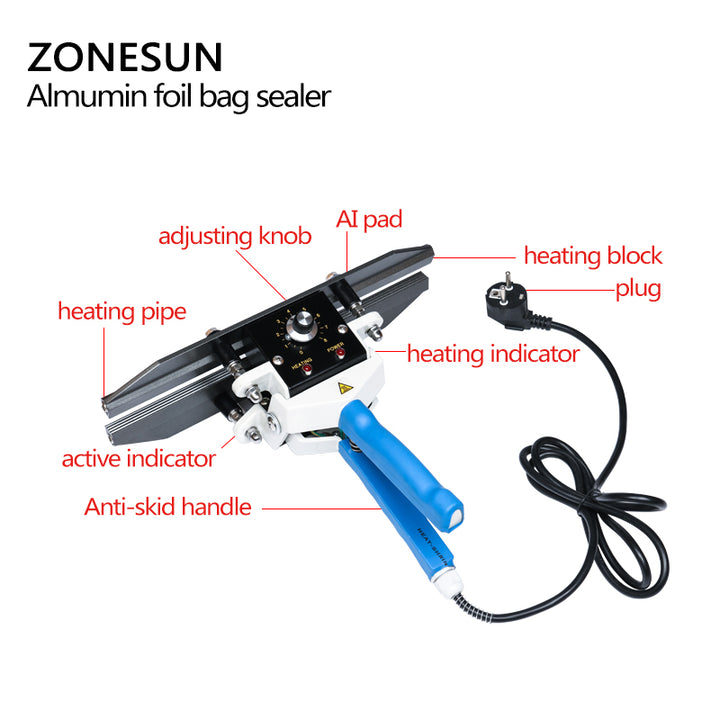 ZONESUN Hand Impulse Sealer Heat Sealing Aluminum Foil Bag Closer Sealer Sealing Machine - ZONESUN TECHNOLOGY LIMITED