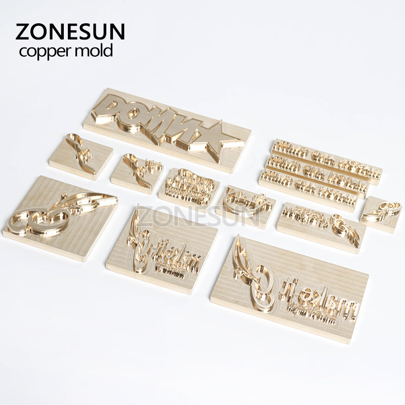 ZONESUN Customized Hot foil stamping brass plate customized debossing die cut, debossing mould size small than 8*5cm - ZONESUN TECHNOLOGY LIMITED