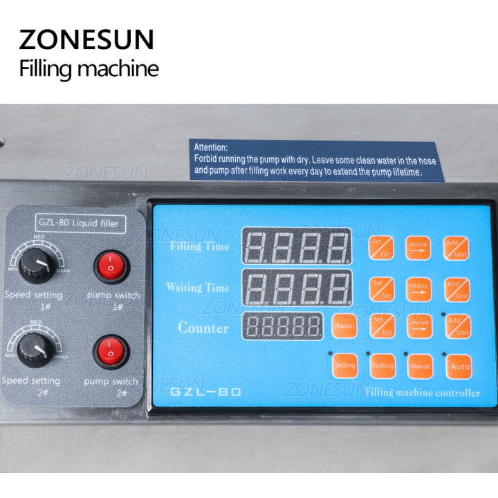 Control panel of Double heads Gear Pump Liquid filling machine