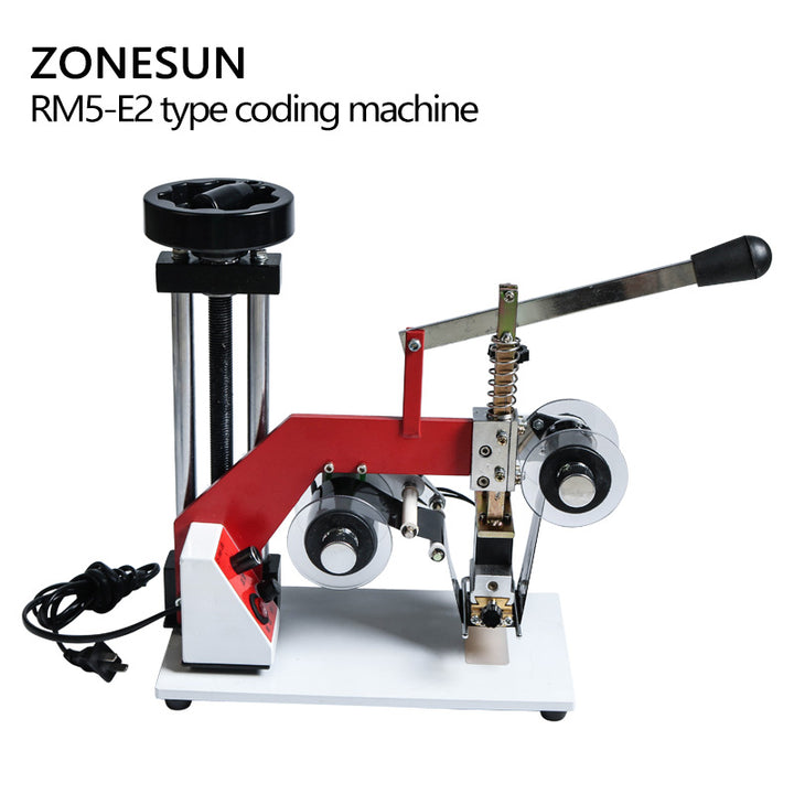 ZONESUN ZY-RM5-E(2) Color Ribbon Hot Printing Machine,Date Code Ribbon Printer,Hot Foil Stamping Machine,Batch Number Foil Embossor - ZONESUN TECHNOLOGY LIMITED