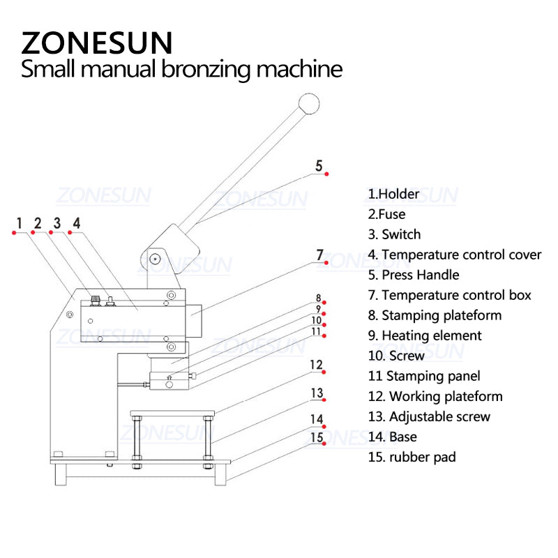 ZONESUN Manual Hot Foil Stamping Machine Leather Logo Embossing Machine - ZONESUN TECHNOLOGY LIMITED