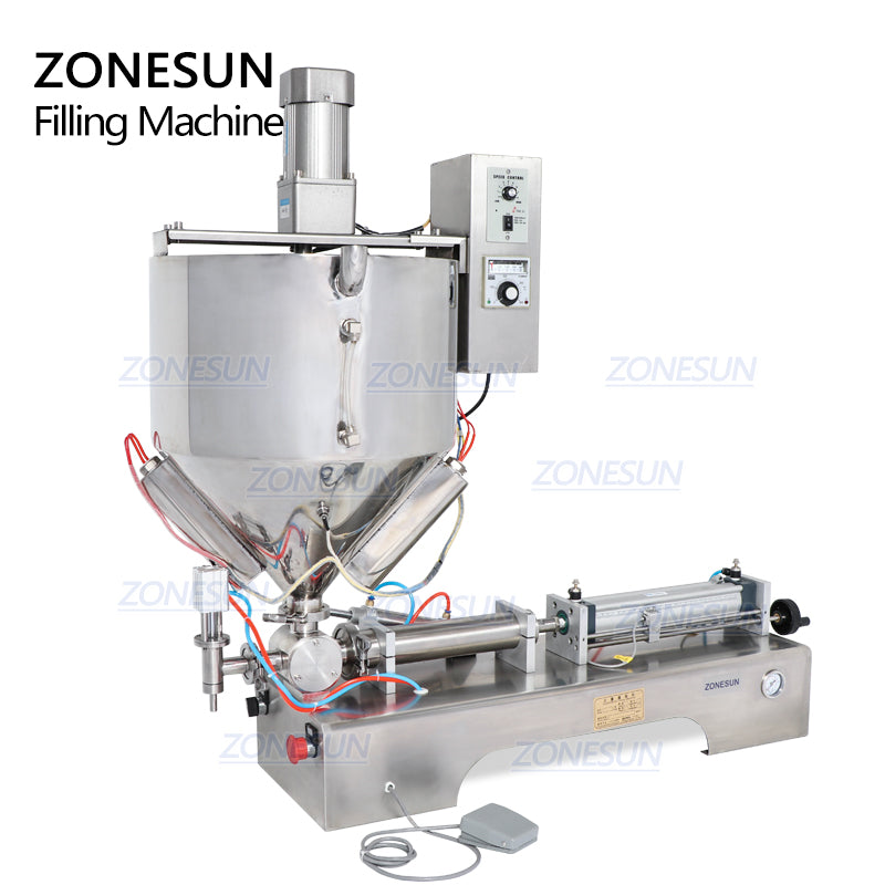 ZONESUN Single Nozzle Paste Filling Machine For Chocolate Sauce With Mixer Heater - ZONESUN TECHNOLOGY LIMITED