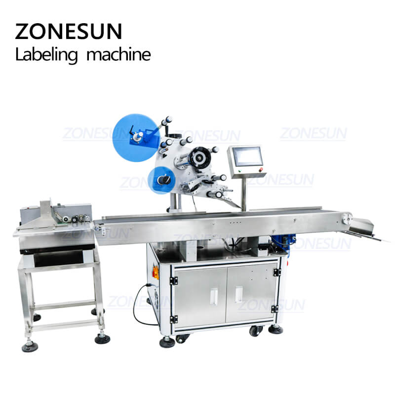 Flat labeling machine with paging machine