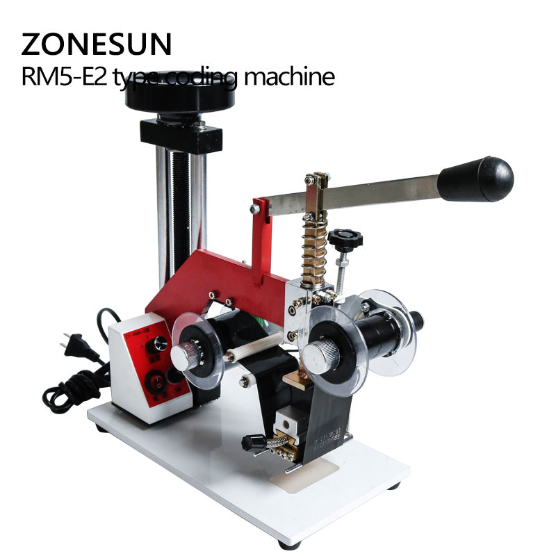 ZONESUN ZY-RM5-E(2) Color Ribbon Hot Printing Machine,Date Code Ribbon Printer,Hot Foil Stamping Machine,Batch Number Foil Embossor - ZONESUN TECHNOLOGY LIMITED