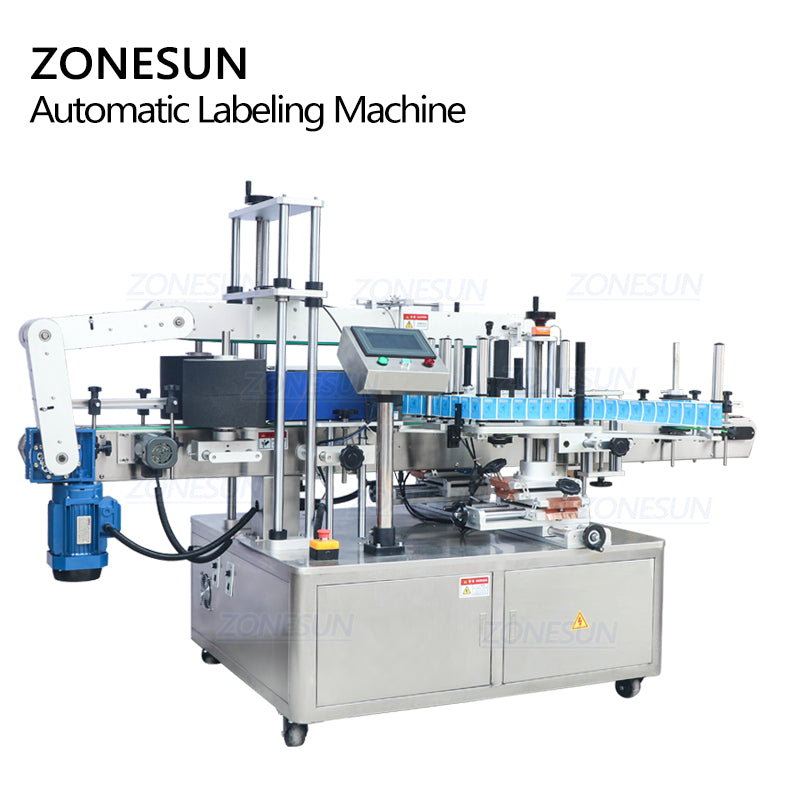 ZONESUN ZS-TB600 Automatic Double Dual-side Sticker Irregular Square Flat Plastic Bottle Can Jar Cream Labeling Machine Factory Price - ZONESUN TECHNOLOGY LIMITED