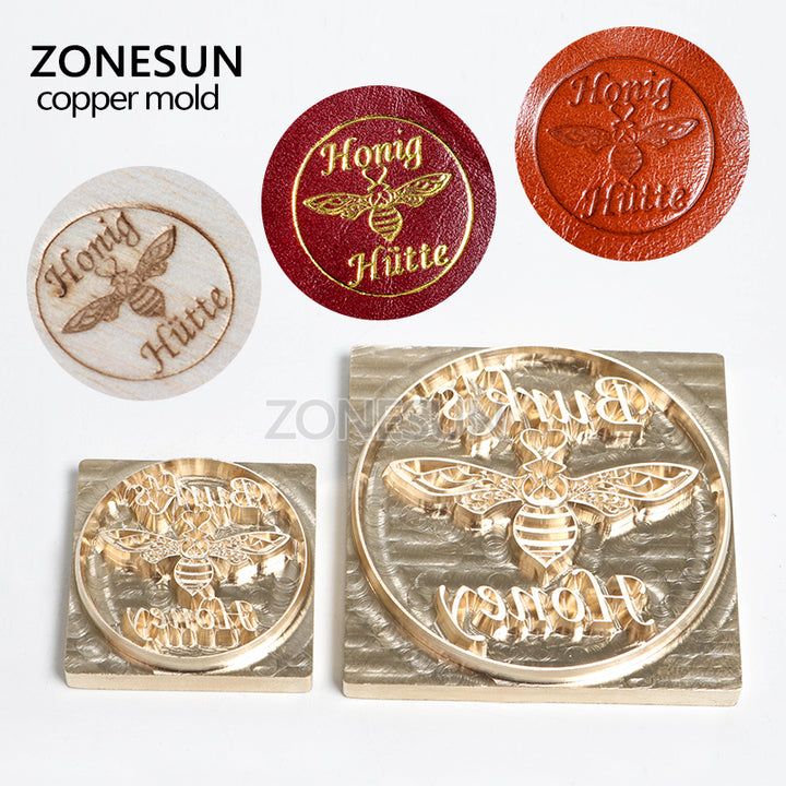 ZONESUN Customized Hot foil stamping brass plate customized debossing die cut, debossing mould size small than 8*5cm - ZONESUN TECHNOLOGY LIMITED