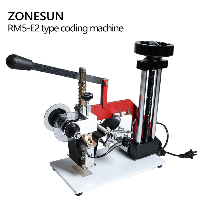 ZONESUN ZY-RM5-E(2) Color Ribbon Hot Printing Machine,Date Code Ribbon Printer,Hot Foil Stamping Machine,Batch Number Foil Embossor - ZONESUN TECHNOLOGY LIMITED