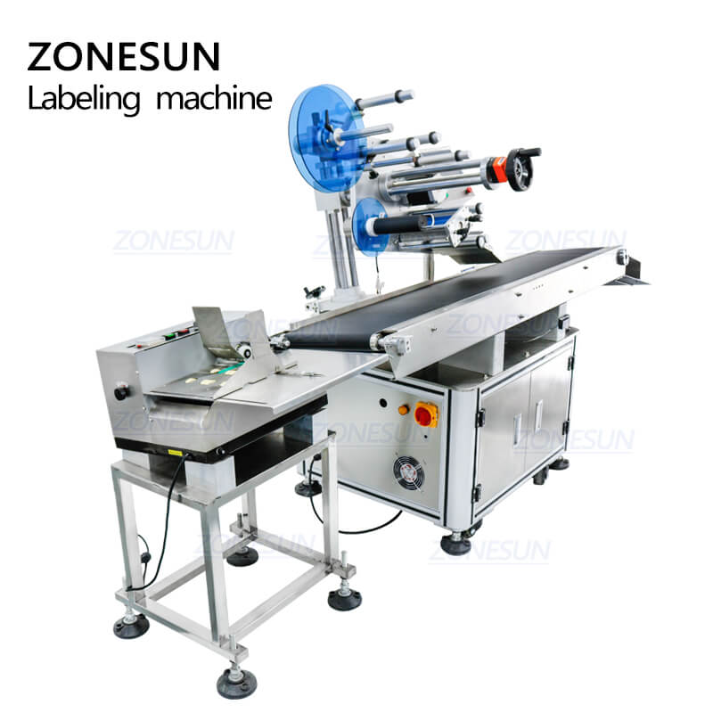 Flat labeling machine with paging machine