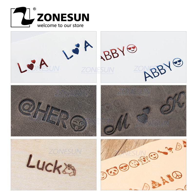 ZONESUN Diy GIFT Stamping Name Brass Mold Customized Logo On Wallet Shoes Leather Heat Press Name - ZONESUN TECHNOLOGY LIMITED