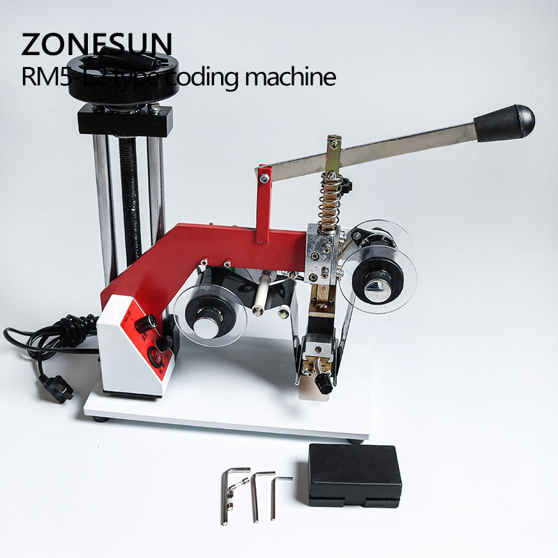 ZONESUN ZY-RM5-E(2) Color Ribbon Hot Printing Machine,Date Code Ribbon Printer,Hot Foil Stamping Machine,Batch Number Foil Embossor - ZONESUN TECHNOLOGY LIMITED