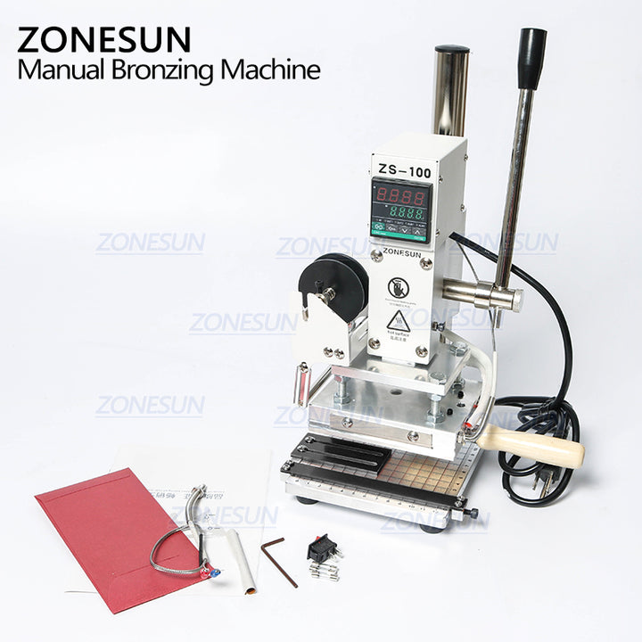 ZONESUN ZS-100 New Embossing Manual Hot Foil Stamping Machine For Leather Paper Wood With Measure Line Letters Hot Foil Stamping Machine - ZONESUN TECHNOLOGY LIMITED